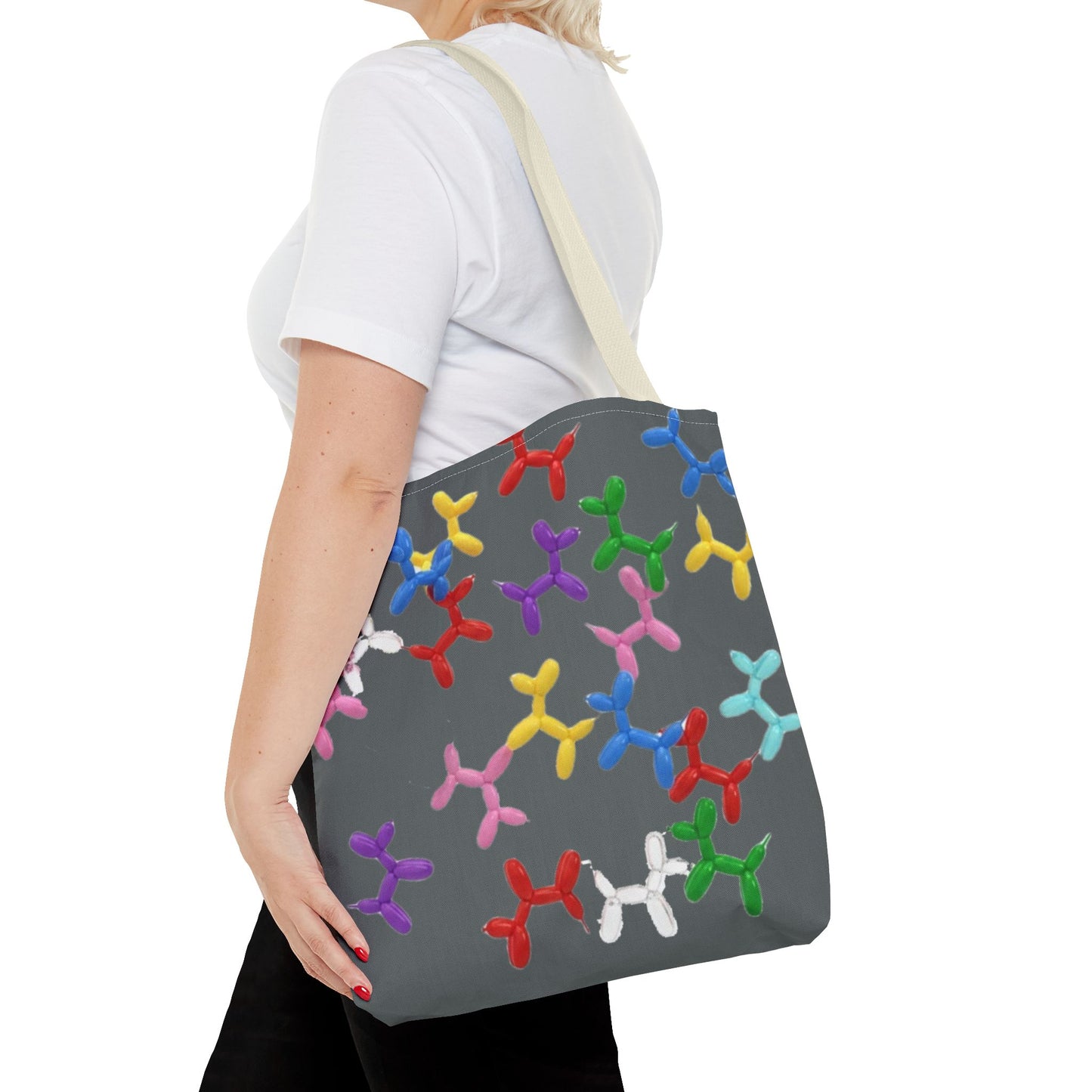 Balloon Dog Pattern Tote Bag – Colorful Pop Art Reusable Shopper - Ramshackle Shack