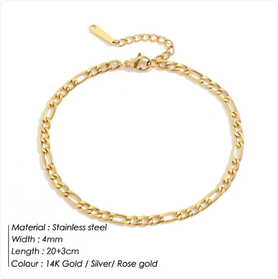 Stainless steel fashion anklet with intricate chain design, stylish accessory from Ramshackle Shack.