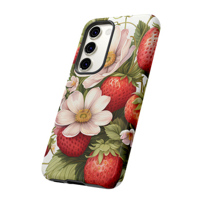 Strawberry Blossom Phone Case — Floral Protective Tough Case - Ramshackle Shack