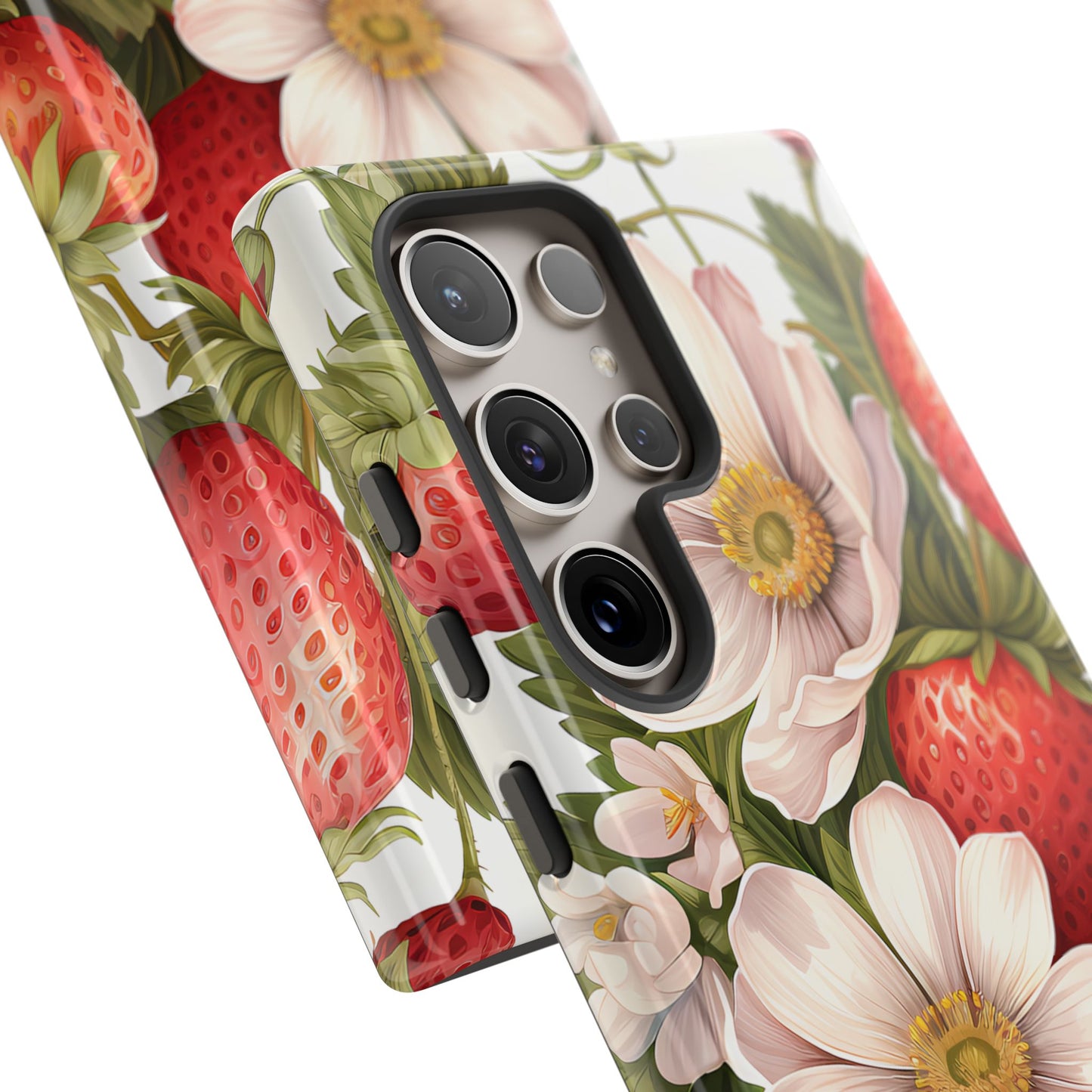 Strawberry Blossom Phone Case — Floral Protective Tough Case - Ramshackle Shack