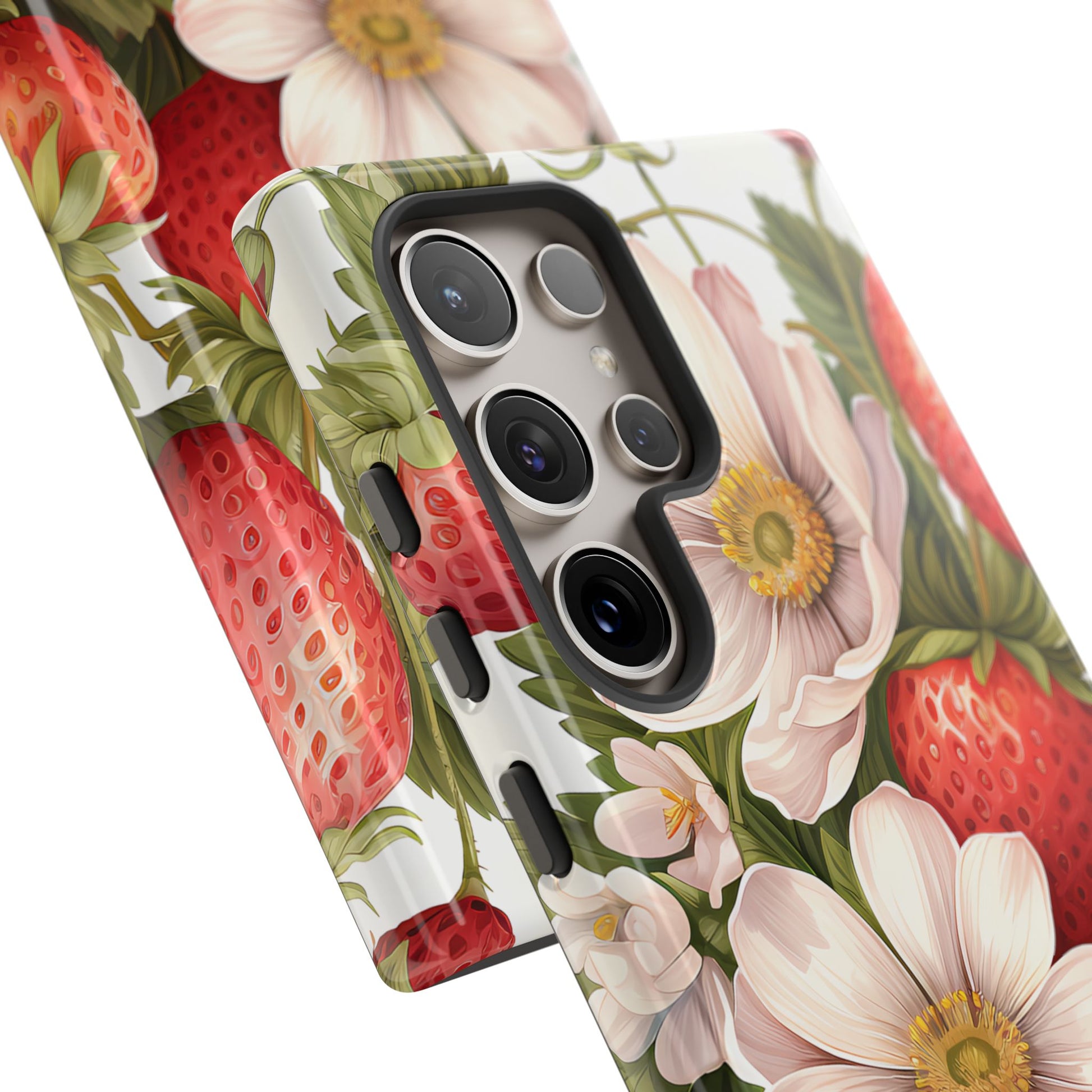 Strawberry Blossom Phone Case — Floral Protective Tough Case - Ramshackle Shack