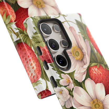 Strawberry Blossom Phone Case — Floral Protective Tough Case - Ramshackle Shack