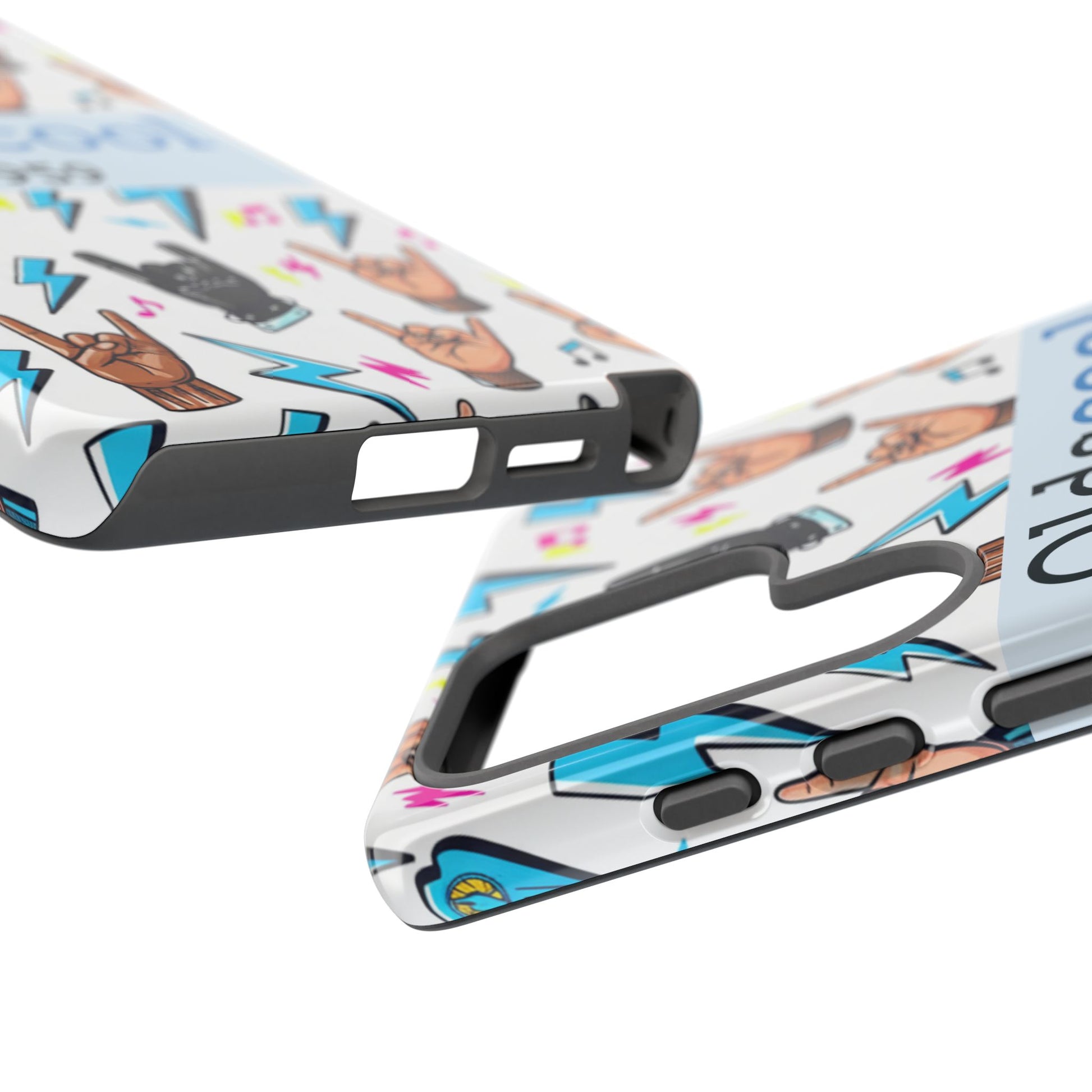Retro Rock 'Oldscool 1959' Phone Case – Lightning & Rock Hand Pattern - Ramshackle Shack