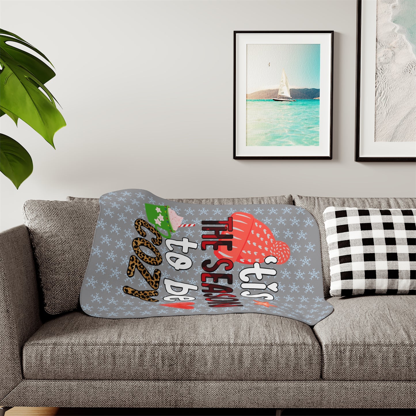 Holiday Sherpa Blanket – "’Tis the Season to Be Cozy" Plush Throw - Ramshackle Shack