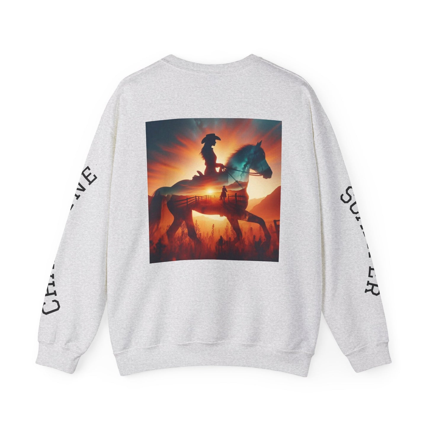 Nothing So Wild personalized Western Rider crewneck sweatshirt with photo print and sleeve name detail, casual and stylish unisex apparel.
