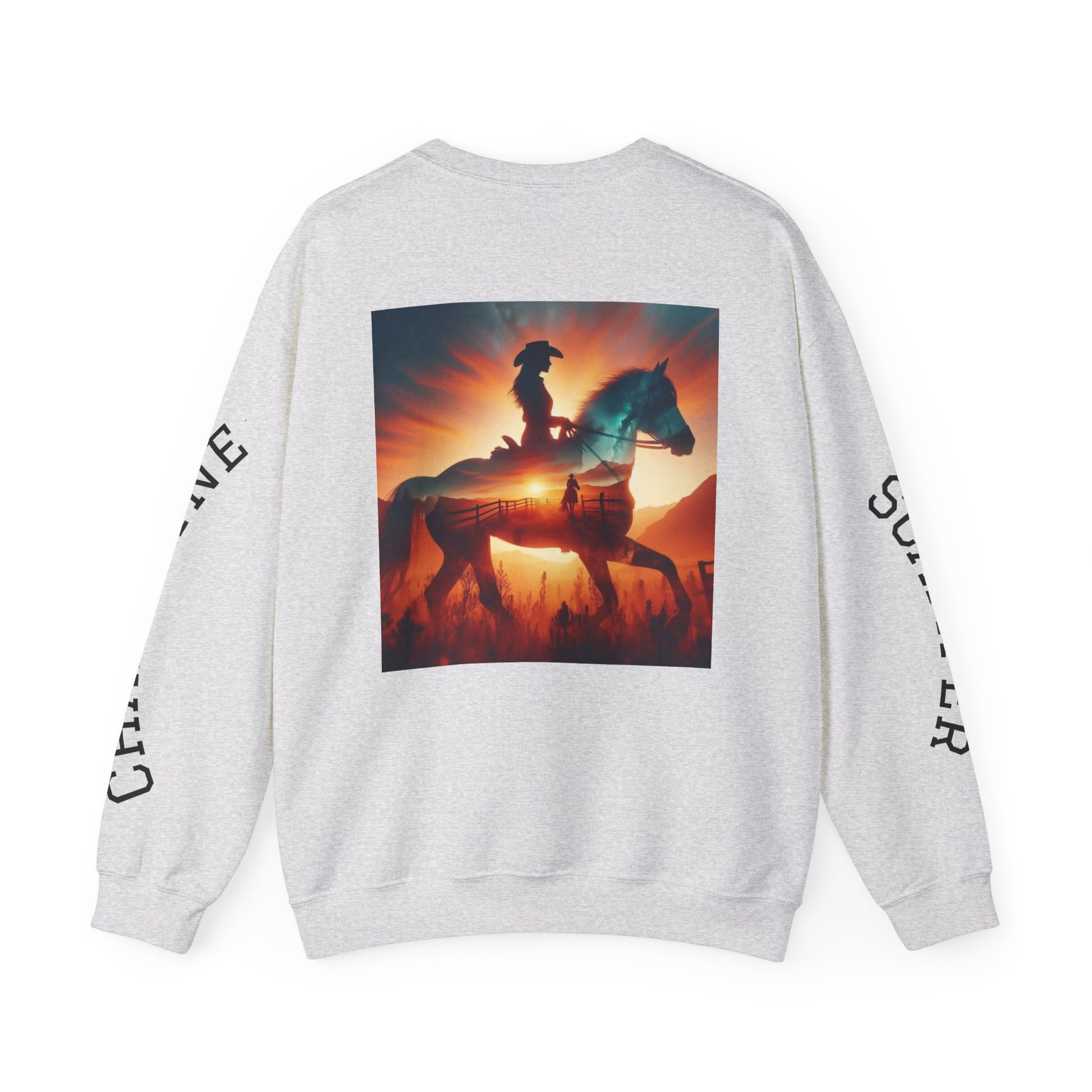 Nothing So Wild personalized Western Rider crewneck sweatshirt with photo print and sleeve name detail, casual and stylish unisex apparel.