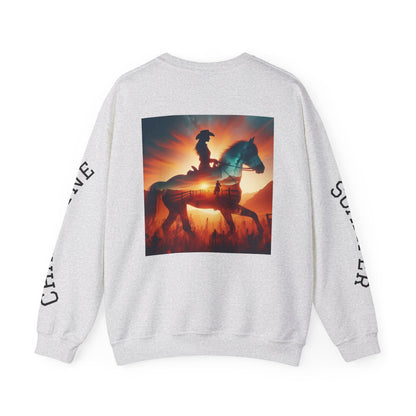 Nothing So Wild personalized Western Rider crewneck sweatshirt with photo print and sleeve name detail, casual and stylish unisex apparel.