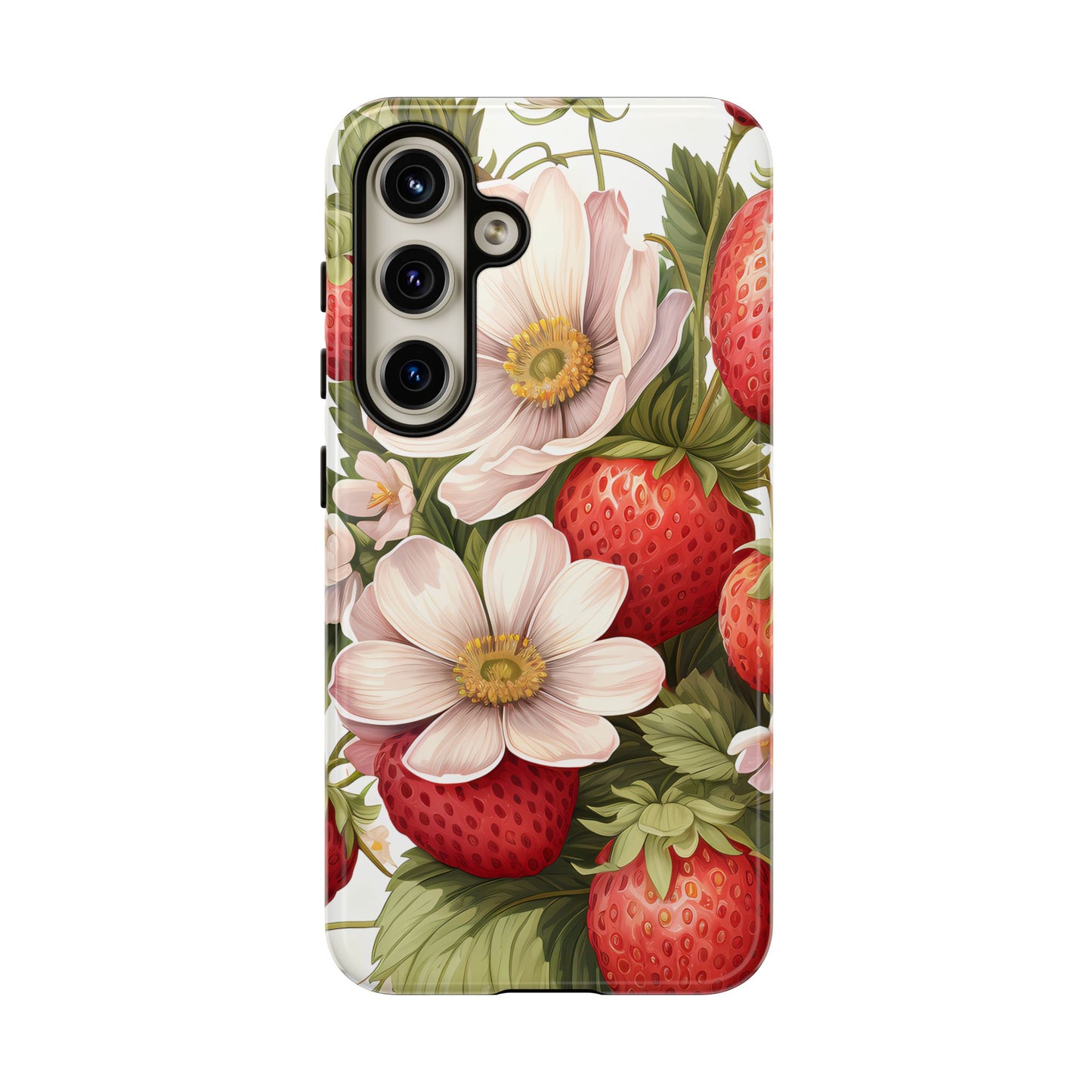 Strawberry Blossom Phone Case — Floral Protective Tough Case - Ramshackle Shack