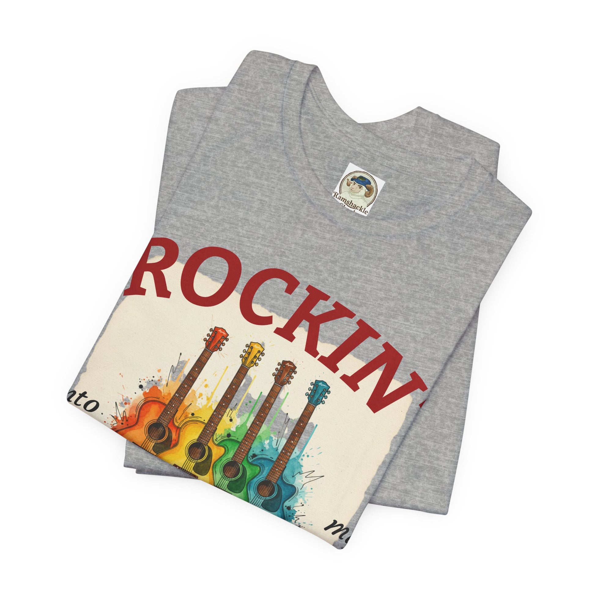 Watercolor Rainbow Guitars T Shirt  Acoustic Guitar Art Tee - Ramshackle Shack