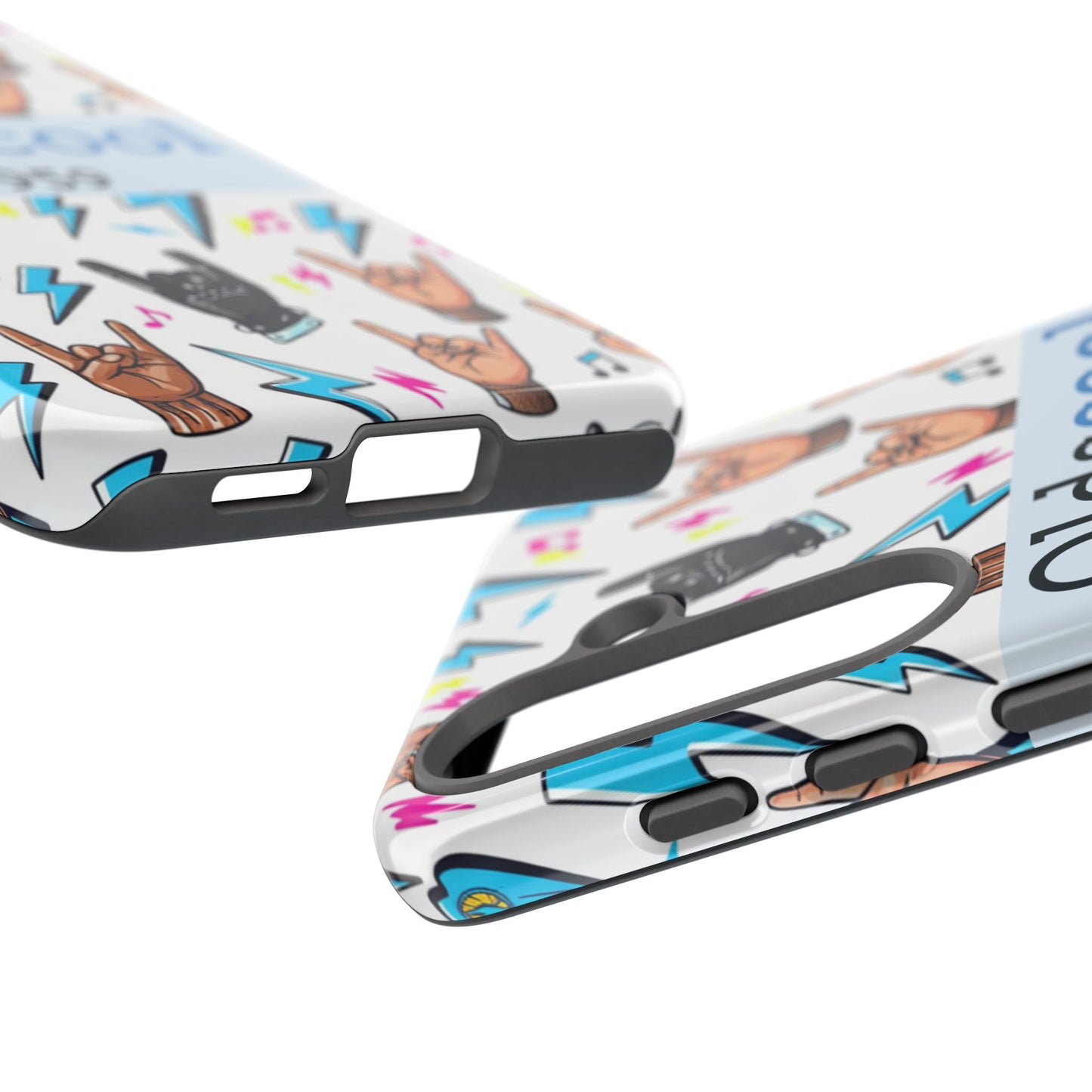 Retro Rock 'Oldscool 1959' Phone Case – Lightning & Rock Hand Pattern - Ramshackle Shack