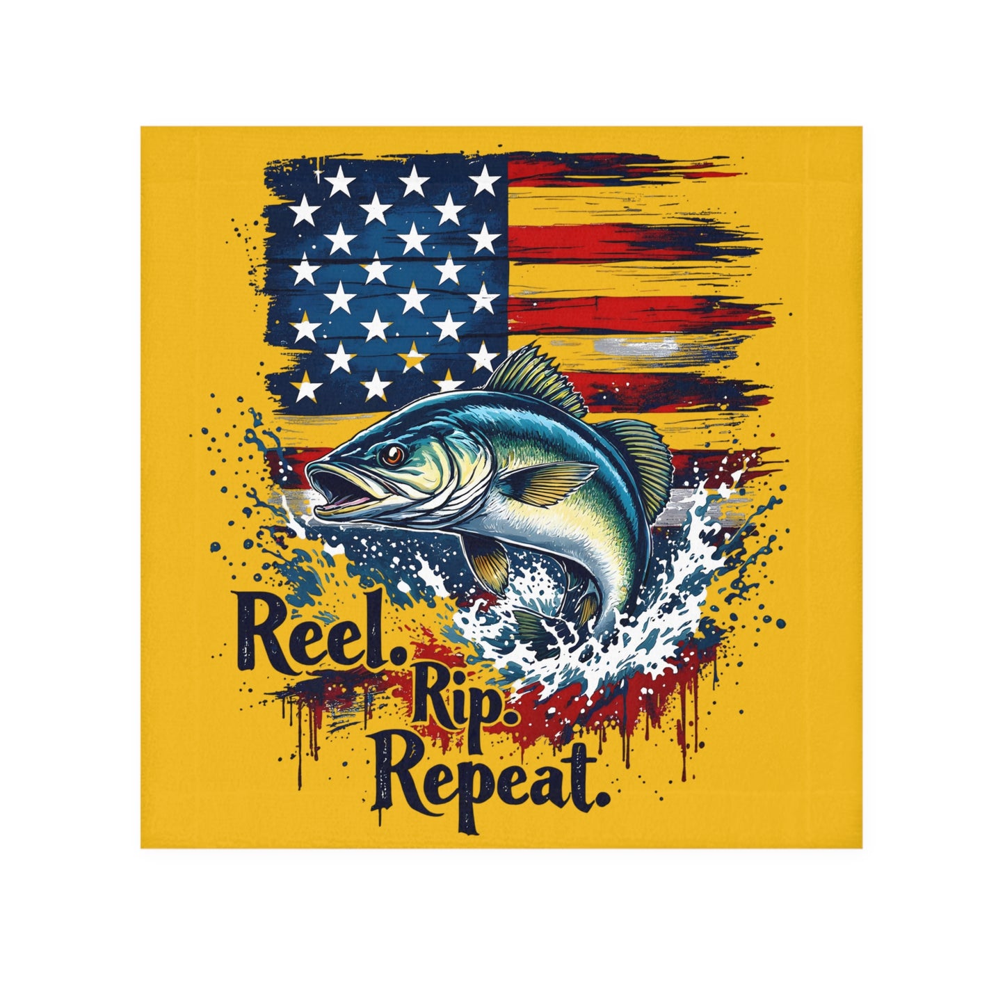 Reel Rip Repeat American Flag Jumping Fish Face Towel - Ramshackle Shack