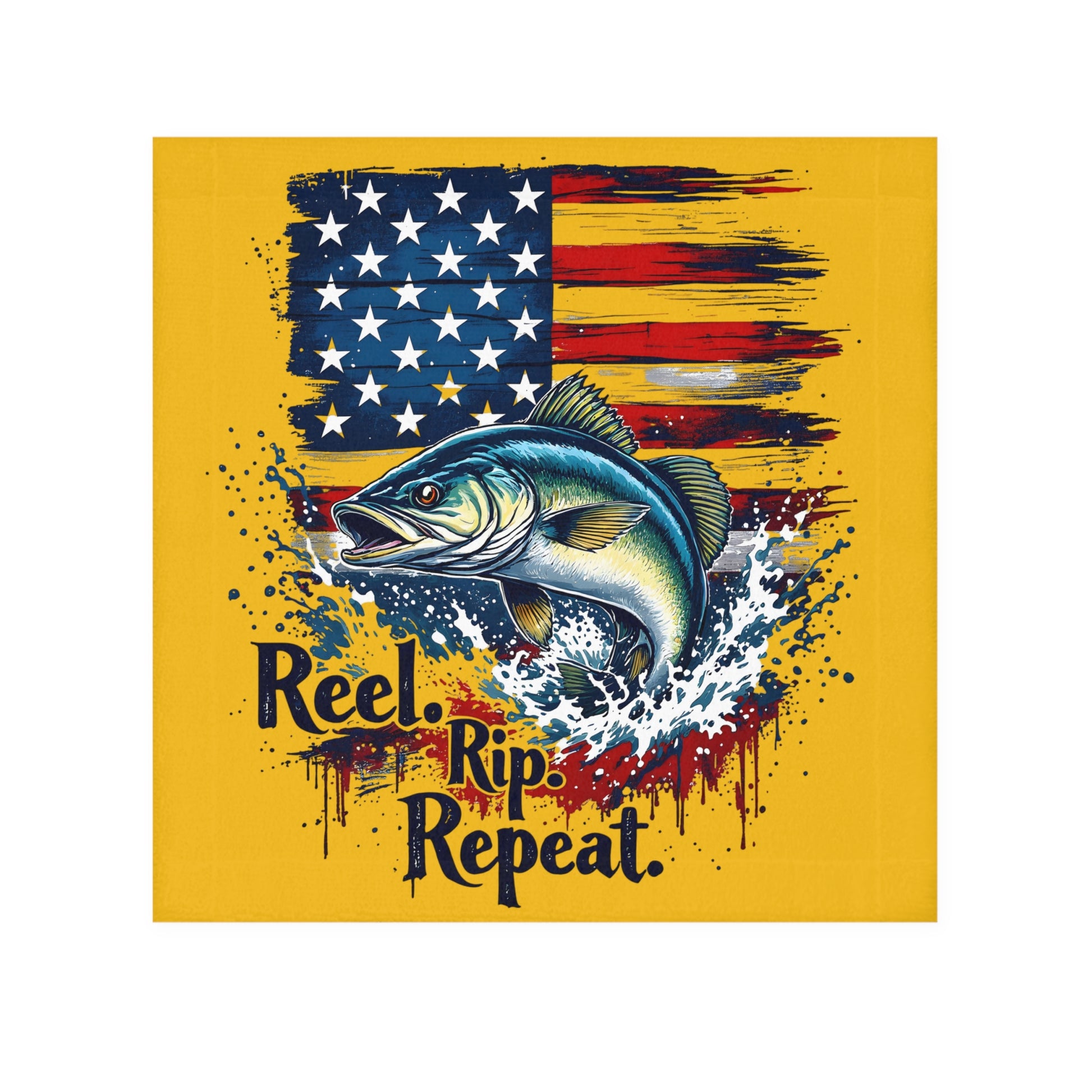 Reel Rip Repeat American Flag Jumping Fish Face Towel - Ramshackle Shack