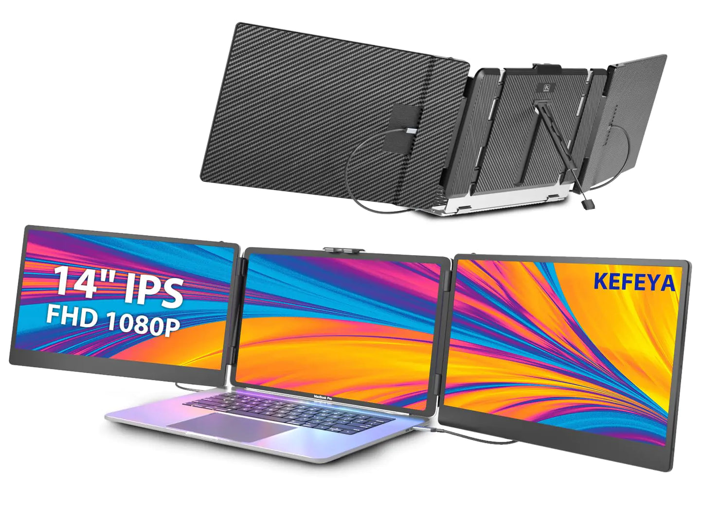 KEFEYA Laptop Screen Extender 14" Portable Monitor for Laptop 1080P FHD Triple Screen Laptop Monitor Extender for 13"-17" Laptop HDMI/USB-C for MacBook Windows Chrome Switch PS5 Plug & Play - Ramshackle Shack