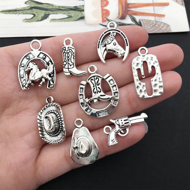 Western Cowboy Hat Cactus Alloy Pendant for DIY Jewelry - Ramshackle Shack