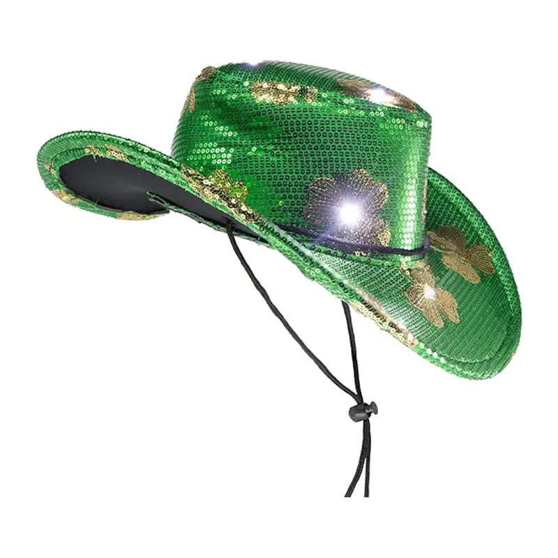 St. Patrick's Day Light-Up Green Cowboy Hat - Ramshackle Shack