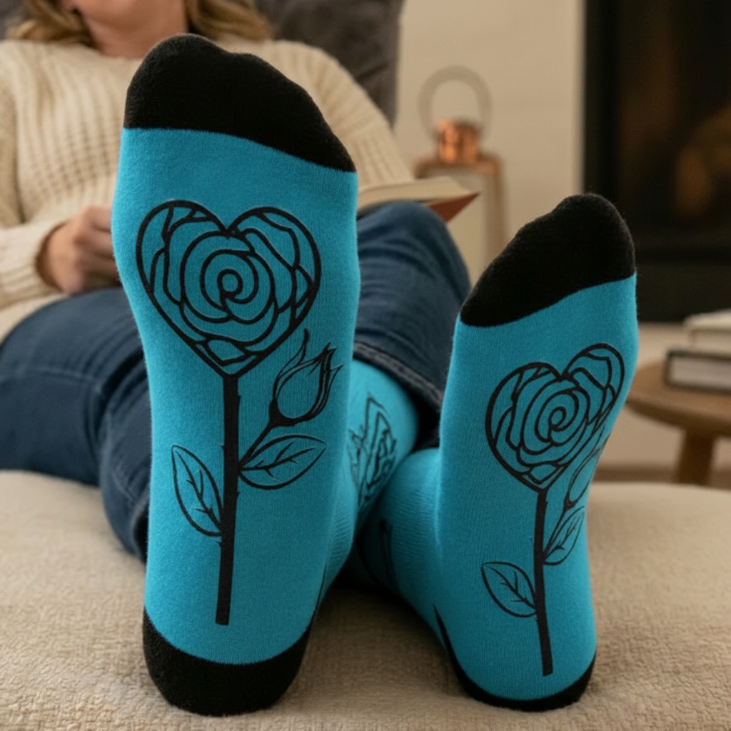 Blue XOXO Rose Socks - Lifestyle Photo
