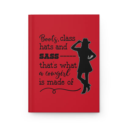Hardcover Cowgirl Journal with boots, hats, and sass design, perfect for note-taking and journaling.