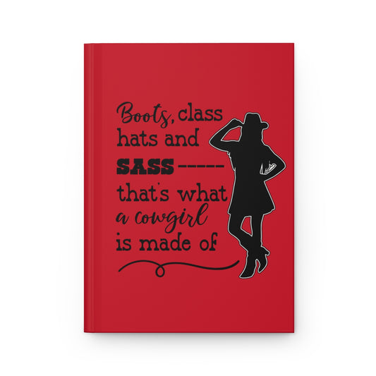 Hardcover Cowgirl Journal with boots, hats, and sass design, perfect for note-taking and journaling.