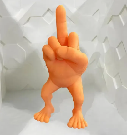 Zendrop middle finger hand figurine, detailed sculpture of a hand making a rude gesture, decorative home accent or novelty item.
