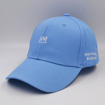 Ramshackle Shack BASQUIAT embroidered cotton baseball cap with crown design, casual men's hat with colorful artwork.