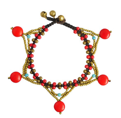 Multicolor turquoise bell anklet by Zendrop featuring five-star design and vibrant beads, perfect for boho or beachwear style.