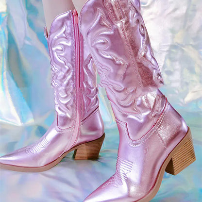 Vintage Women's Chunky Heel High Cowboy Boots - Ramshackle Shack