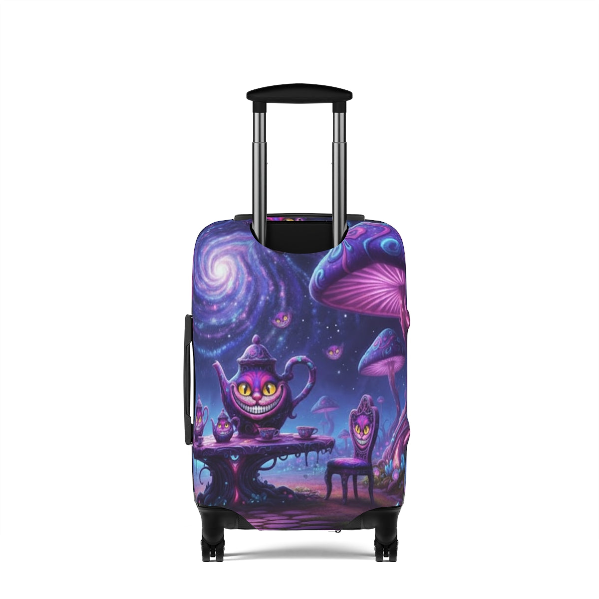 Mystical Tea Party Cheshire Cat Luggage Cover — Personalized Name Travel Case - Ramshackle Shack