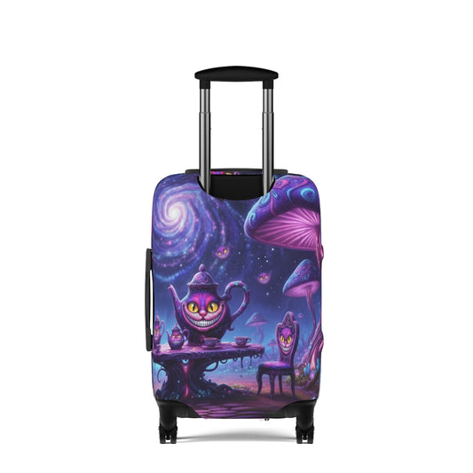Mystical Tea Party Cheshire Cat Luggage Cover — Personalized Name Travel Case - Ramshackle Shack