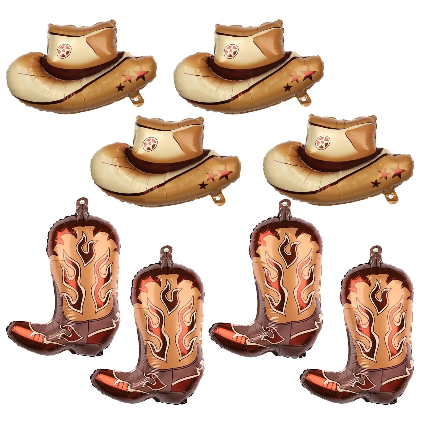 8pcs Western Themed Party Balloons Large Cowgirl Hat & Boot Balloons Cowboy Party Decoration Balloons Rodeo Balloons for Cowgirl Cowboy Theme Party Birthday Supplies - Ramshackle Shack