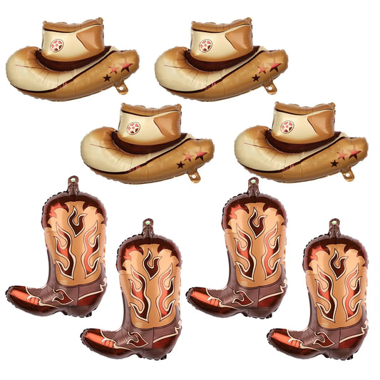 8pcs Western Themed Party Balloons Large Cowgirl Hat & Boot Balloons Cowboy Party Decoration Balloons Rodeo Balloons for Cowgirl Cowboy Theme Party Birthday Supplies - Ramshackle Shack
