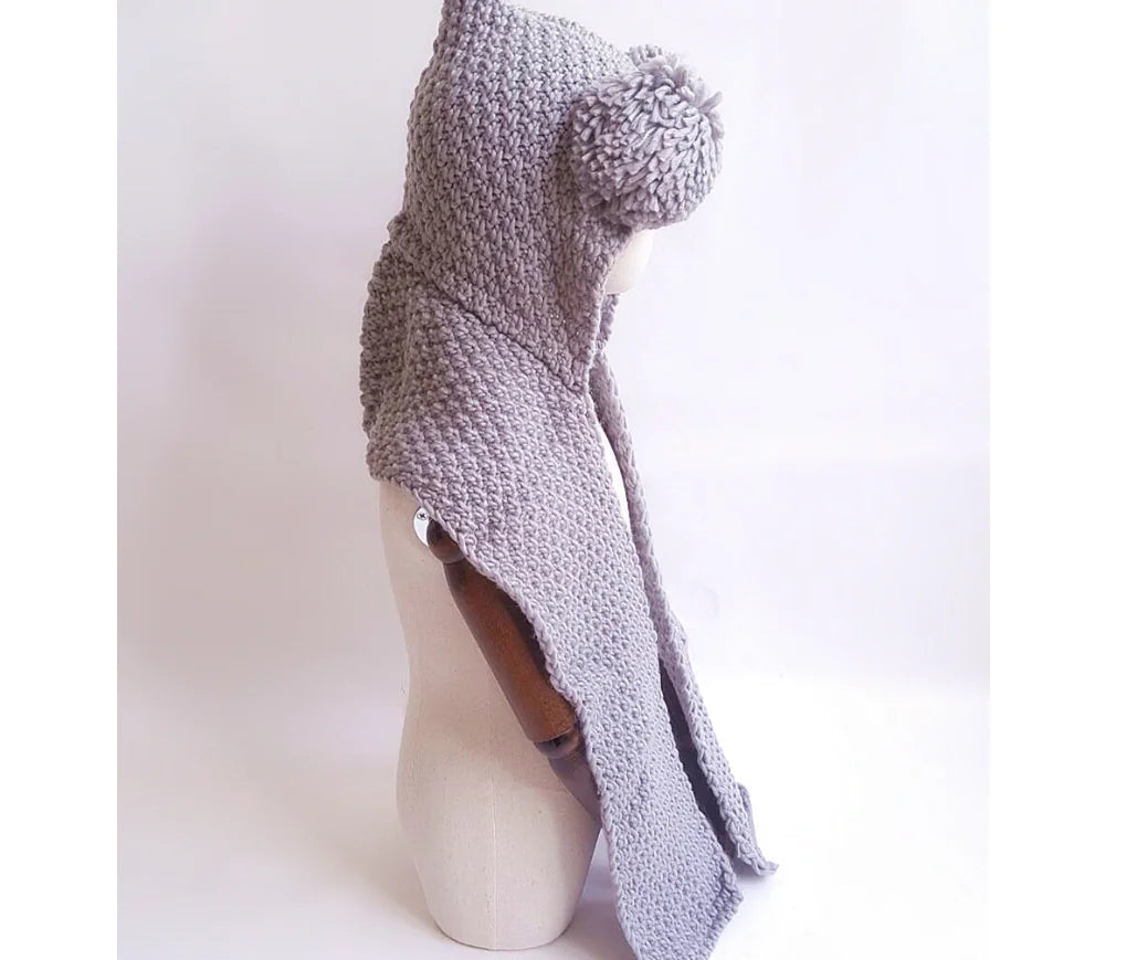 Knitted Beanie with Bear Design - Ramshackle Shack