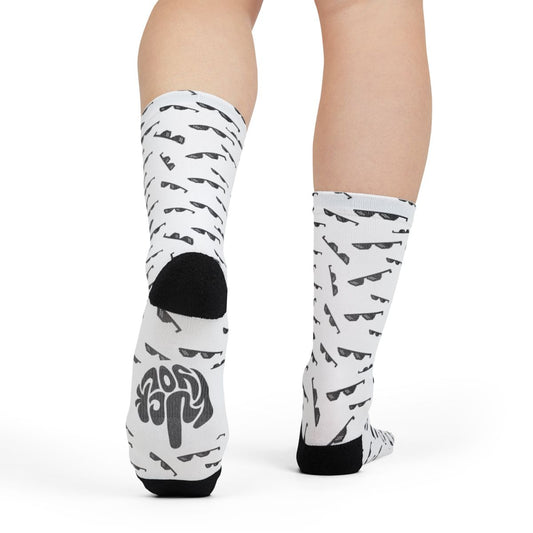 Sublimation Crew Socks — Scattered Shades Pattern with 'fuck you' Dot - Ramshackle Shack