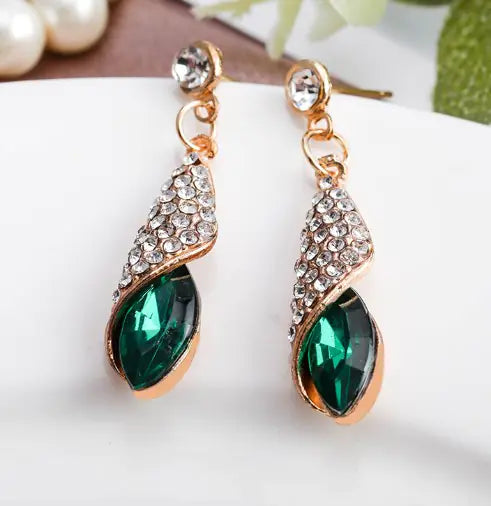Fashionable Gemstone Glass Drop Earrings (Wholesale) - Ramshackle Shack