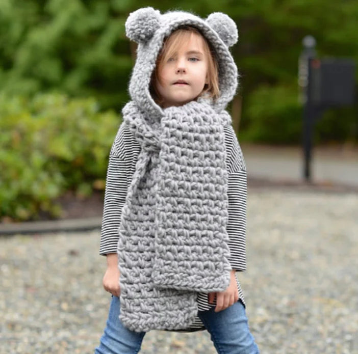 Knitted Beanie with Bear Design - Ramshackle Shack