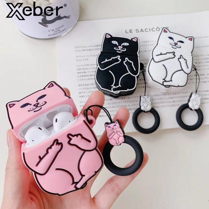 Cartoon Cat AirPods Case - Ramshackle Shack