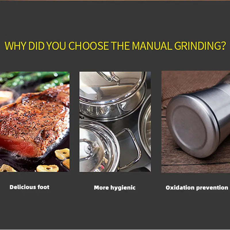 304 Stainless Steel Manual Pepper Grinder Kitchen Tool - Ramshackle Shack
